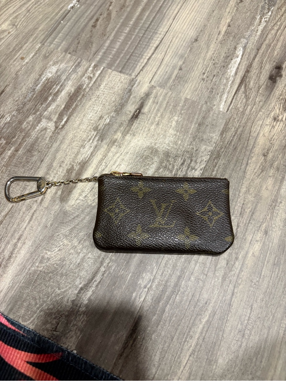 Louis Vuitton Monogram Key & Card Holder in Brown with Gold-Tone Chain